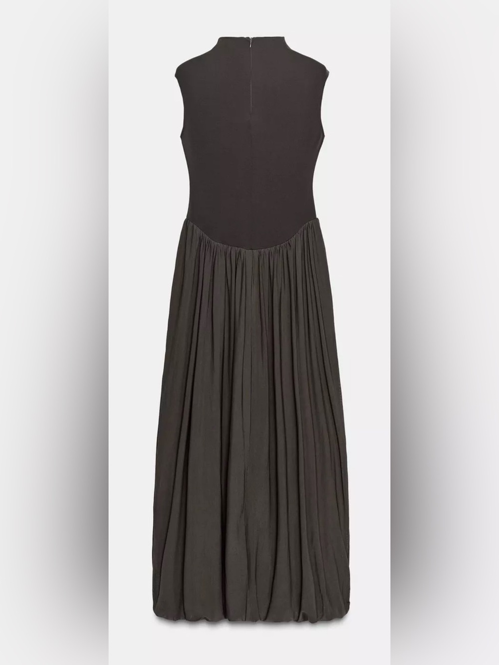 Zara Long Contrast Tulle Dress Black Mock Neck Bubble Hem NWOT Size Medium - Picture 2 of 8